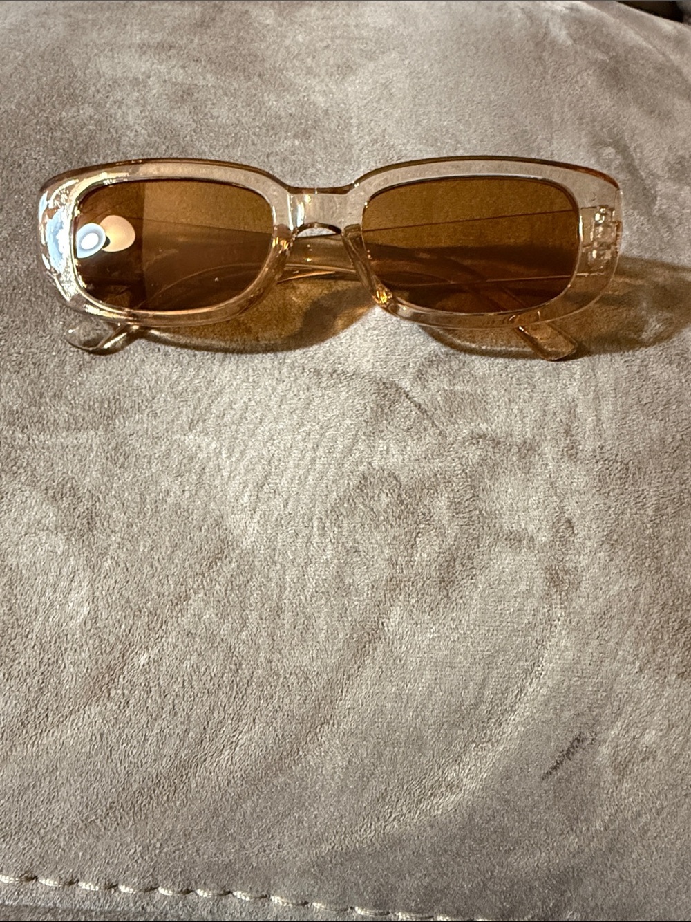 Clear Amber Rectangular Women's Sunglasses - Transparent Amber